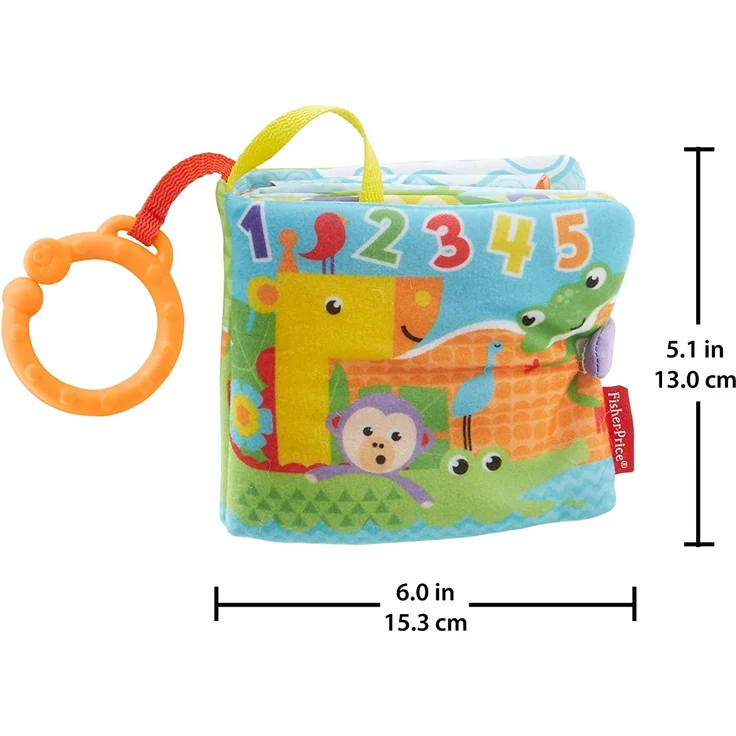 Fisher-Price FGJ40 - Kleines Spielbuch weiches Baby Buch, inkl. 1 abnehmbares Spielzeug, Babyspielzeug ab der Geburt – Bild 3