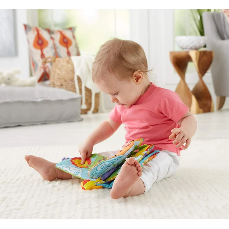 Fisher-Price FGJ40 - Kleines Spielbuch weiches Baby Buch, inkl. 1 abnehmbares Spielzeug, Babyspielzeug ab der Geburt – Bild 2