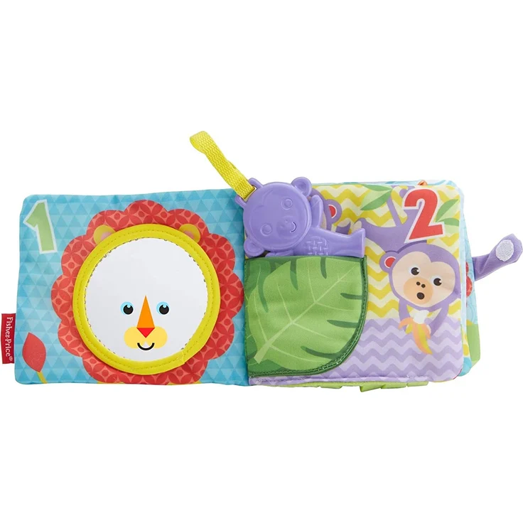 Fisher-Price FGJ40 - Kleines Spielbuch weiches Baby Buch, inkl. 1 abnehmbares Spielzeug, Babyspielzeug ab der Geburt – Bild 5