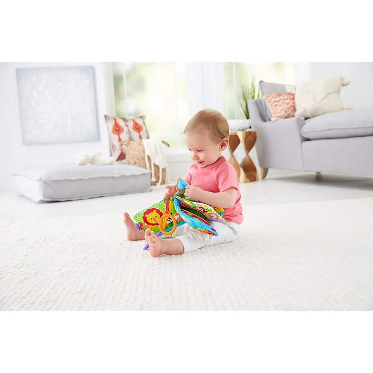 Fisher-Price FGJ40 - Kleines Spielbuch weiches Baby Buch, inkl. 1 abnehmbares Spielzeug, Babyspielzeug ab der Geburt – Bild 9