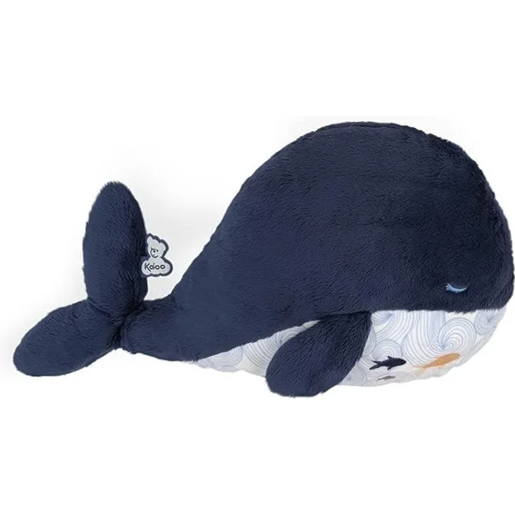 KALOO - Petit Calme - Beruhigendes Plüschtier für Babys - 32 cm Blauwal - Wärmekissen mit Heißem/Kaltem Effekt - Sehr Weiches Material - Abnehmbarer Bezug - Ab Geburt, K970700