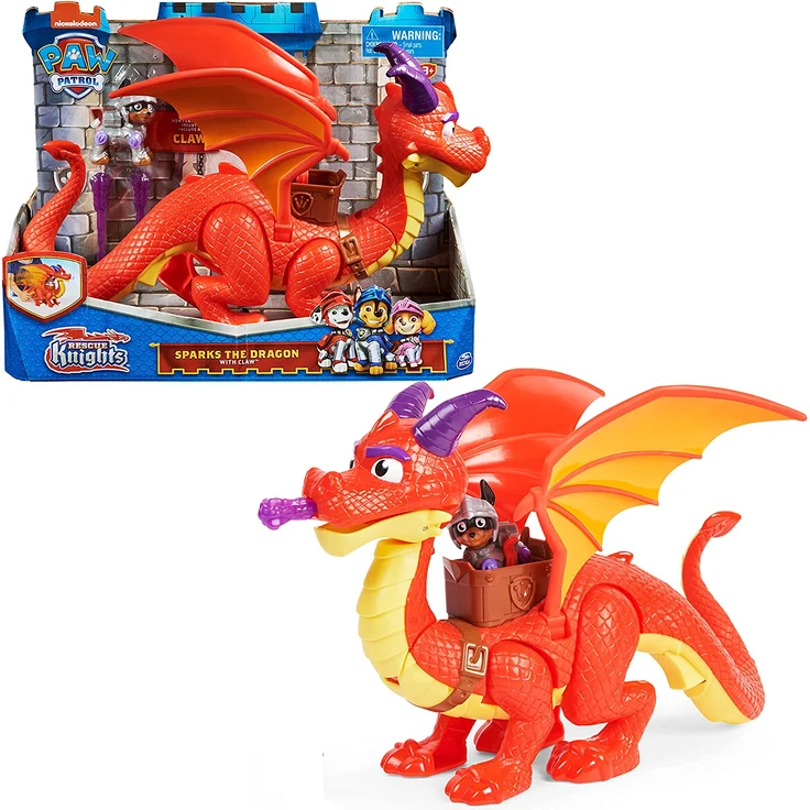 PAW Patrol Rescue Knights Sparks the Dragon mit Flügeln und der Welpen-Actionfigur Claw Kinderspielzeug 3 Jahr(e) Mehrfarbig – Bild 1