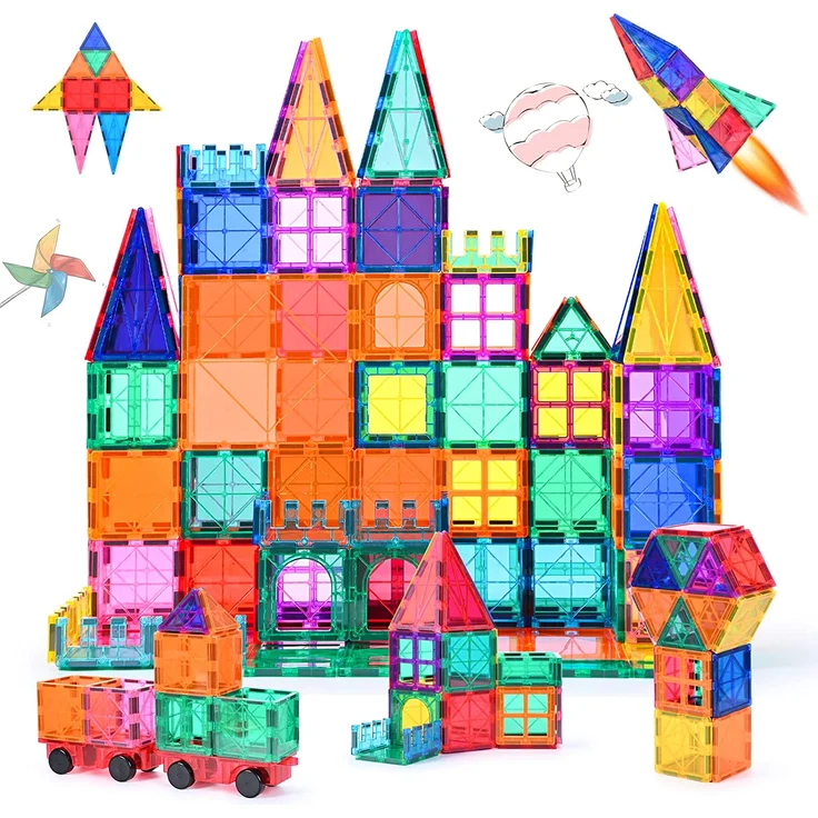 Magnetische Bausteine 100Pcs für Kinder ab 3+ Jahre Starke Magnet Montessori Spielzeug Kinder Das ideale STEM-Lernspielzeug-Geschenk zur Förderung der Kreativität für Jungen Mädchen (100 pcs) - Preisvergleich – Bild 1