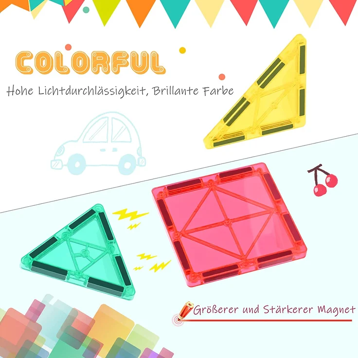 Magnetische Bausteine 100Pcs für Kinder ab 3+ Jahre Starke Magnet Montessori Spielzeug Kinder Das ideale STEM-Lernspielzeug-Geschenk zur Förderung der Kreativität für Jungen Mädchen (100 pcs) - Preisvergleich – Bild 5