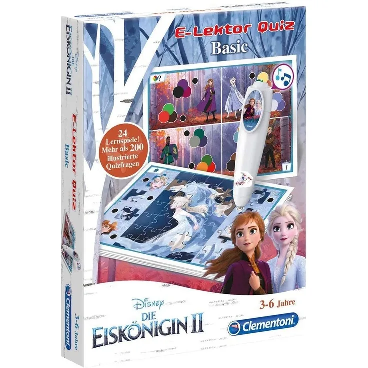 Clementoni 59141 E-Lektor Quiz Basic Disney – Frozen 2 (Die Eiskönigin), interaktives Lernspiel mit mehr als 200 Fragen, Spielzeug für Kinder von 3 - 6 Jahren, geeignet für Kindergarten & Vorschule