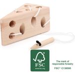 Small Foot 11053 Fädelspiel Käse und Maus aus Holz, FSC 100%-Zertifiziert Spielzeug, Mehrfarbig