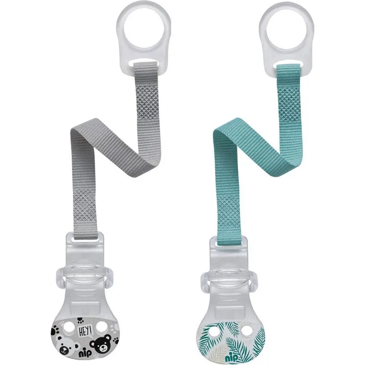 nip Schnullerband mit Ring // 2-er Set Boy // Komfort-Verschluss für alle Schnuller ohne Ring // NEU Befestigungsring aus flexiblem Silikon // made in Germany