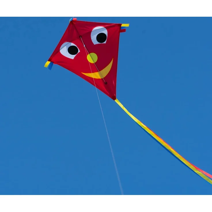 CIM Kinder-Drachen - Happy Eddy RED - Einleiner-Flugdrachen für Kinder ab 3 Jahren - 65x74cm - inkl. Langer Drachenschnur und DREI Bandschwänzen – Bild 2