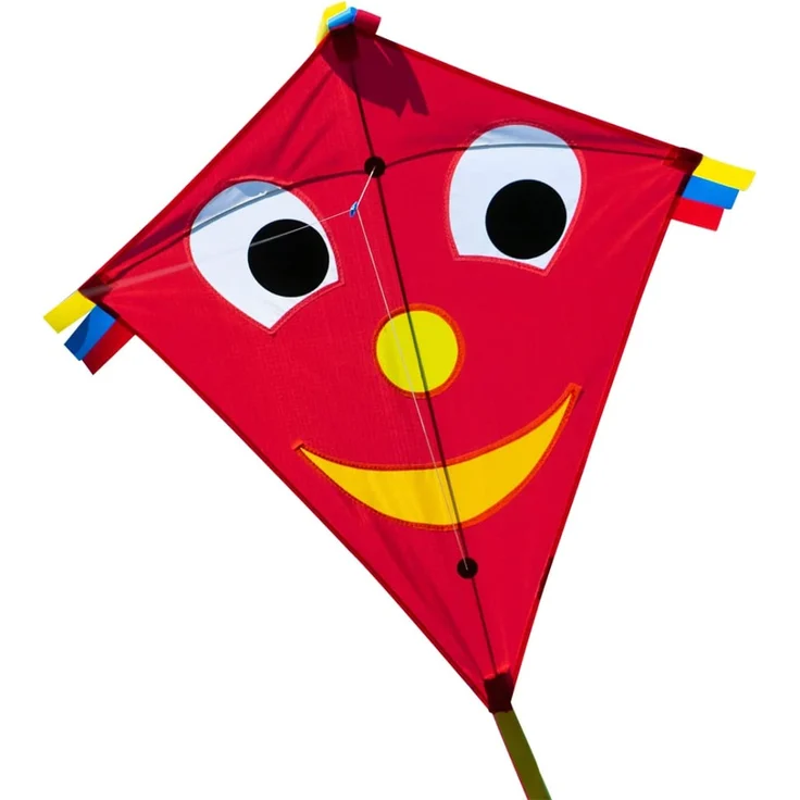 CIM Kinder-Drachen - Happy Eddy RED - Einleiner-Flugdrachen für Kinder ab 3 Jahren - 65x74cm - inkl. Langer Drachenschnur und DREI Bandschwänzen – Bild 1