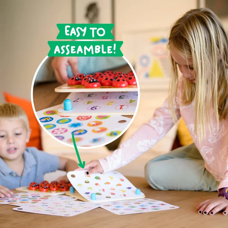 Nene Toys Marienkäfer-Garten – Memory-Spiel aus Holz für Kinder im Alter von 3, 4, 5 Jahren mit 10 Lustigen Mustern – Pädagogisches Spielzeug, Fördert Gedächtnis und Kognitive Fähigkeiten – Bild 3