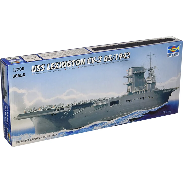 Trumpeter 05716 USS Lexington CV-2 05/1942 mit Flugzeugen und Wasserfläche!!!! – Bild 1