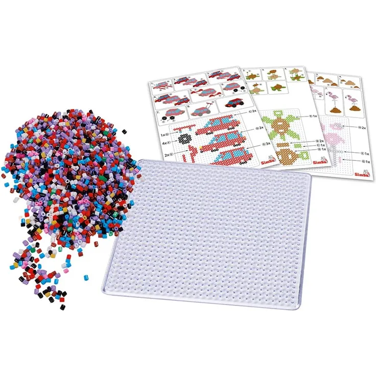 Simba 106376030 - Art&Fun, Bügelperlen 3D, Set mit 2400 Perlen/1 Steckplatte/5 Vorlagen