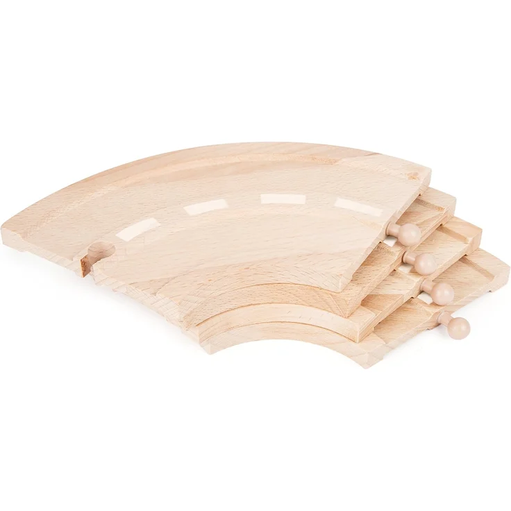 small foot 10808 World Straßen-Set natürlichem Holz, Vier Kurven, kompatibel mit Allen gängigen Holzeisenbahnen – Bild 2