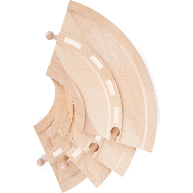 small foot 10808 World Straßen-Set natürlichem Holz, Vier Kurven, kompatibel mit Allen gängigen Holzeisenbahnen – Bild 6