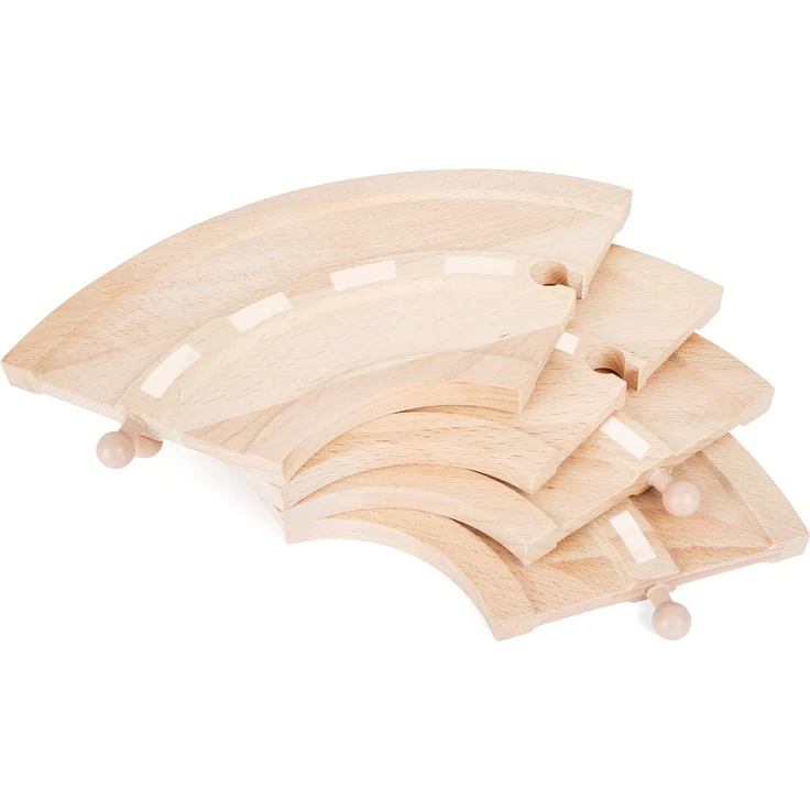 small foot 10808 World Straßen-Set natürlichem Holz, Vier Kurven, kompatibel mit Allen gängigen Holzeisenbahnen – Bild 5