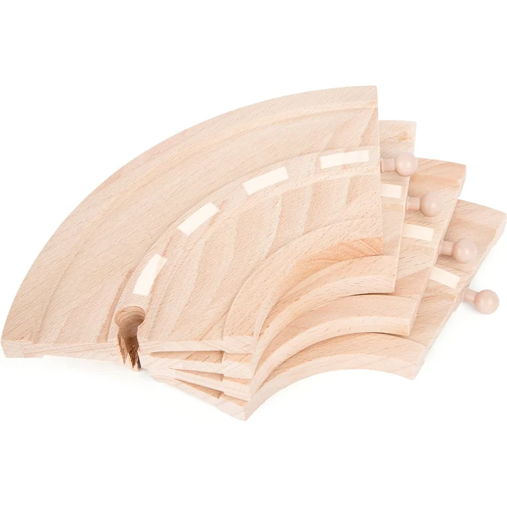 small foot 10808 World Straßen-Set natürlichem Holz, Vier Kurven, kompatibel mit Allen gängigen Holzeisenbahnen – Bild 4