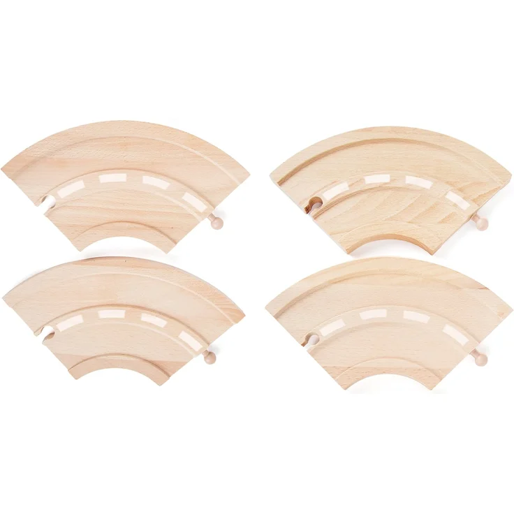 small foot 10808 World Straßen-Set natürlichem Holz, Vier Kurven, kompatibel mit Allen gängigen Holzeisenbahnen – Bild 1