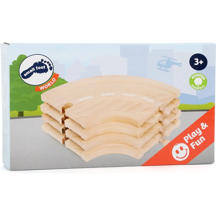 small foot 10808 World Straßen-Set natürlichem Holz, Vier Kurven, kompatibel mit Allen gängigen Holzeisenbahnen – Bild 7