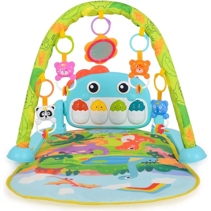 Moni Spielbogen Tansania HE0643 Krabbeldecke, Musiktasten, hängende Spielzeuge blau – Bild 3