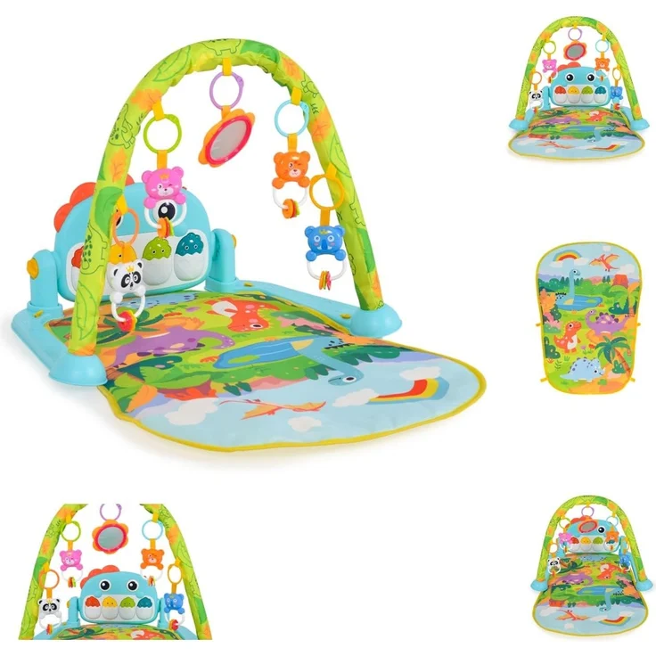 Moni Spielbogen Tansania HE0643 Krabbeldecke, Musiktasten, hängende Spielzeuge blau – Bild 1