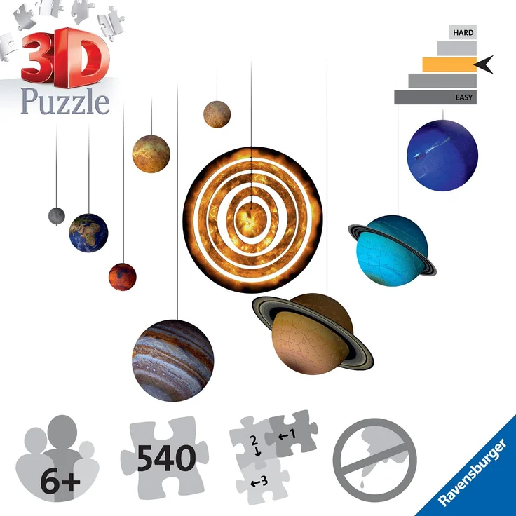 Ravensburger 3D Puzzle Planetensystem für Kinder ab 6 Jahren - 8 Puzzleball-Planeten als Sonnensystem Modell mit Poster - Modellbau ganz ohne Kleben – Bild 3