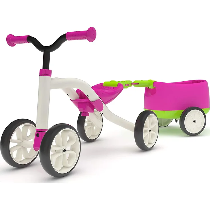 Quadie loopfiets met trailer Junior Rosa/Lime