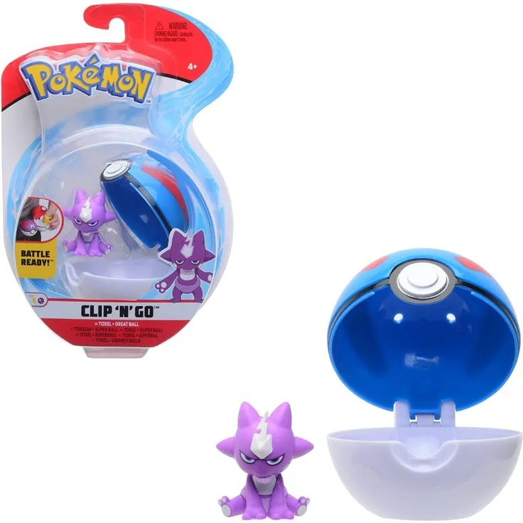 Spielfigur mit Pokeball zur Auswahl | Pokemon | Clip N Go | Action-Figuren Toxel