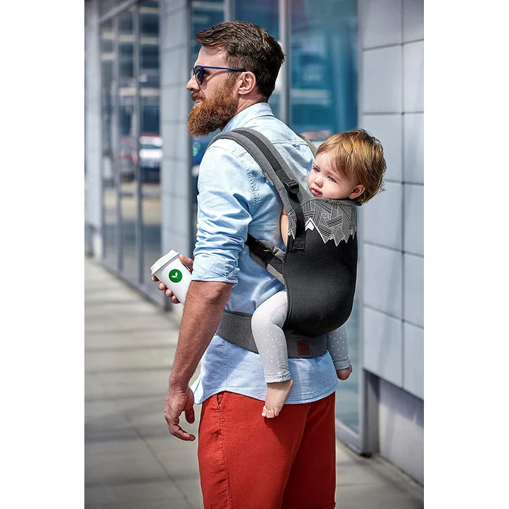 Kinderkraft Babytrage MILO, Rückentrage, Bauchtrage für Säuglinge und Kleinkinder, Baby Carrier, Kindertrage, Ergonomisch, aus Baumwolle, Leichte Konstruktion, ab 3 Monate bis 20 kg, Grau – Bild 5