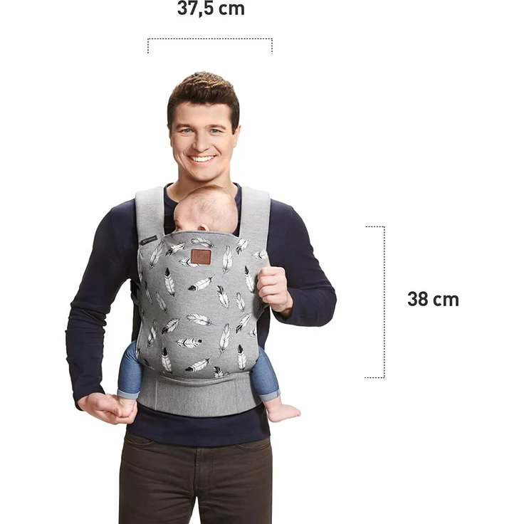 Kinderkraft Babytrage MILO, Rückentrage, Bauchtrage für Säuglinge und Kleinkinder, Baby Carrier, Kindertrage, Ergonomisch, aus Baumwolle, Leichte Konstruktion, ab 3 Monate bis 20 kg, Grau – Bild 12