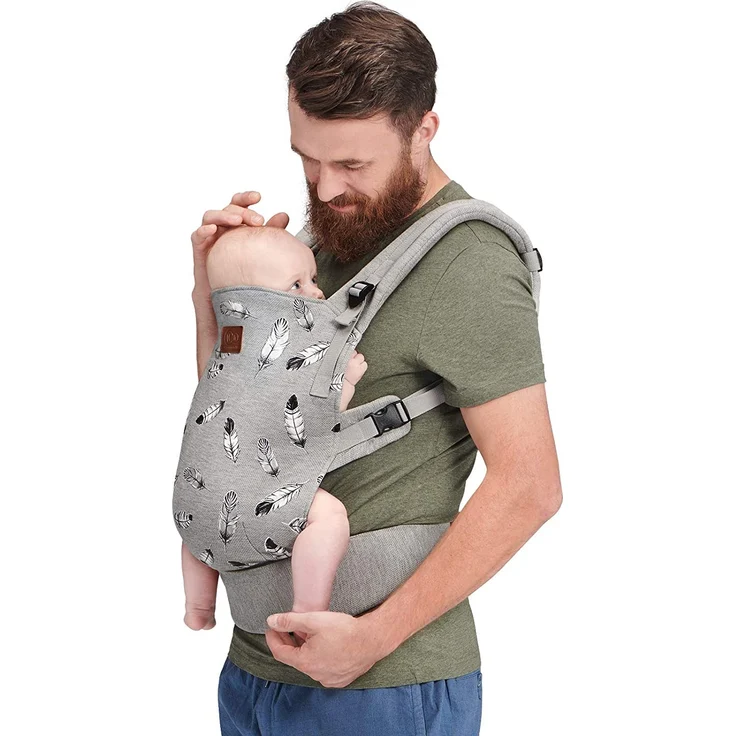 Kinderkraft Babytrage MILO, Rückentrage, Bauchtrage für Säuglinge und Kleinkinder, Baby Carrier, Kindertrage, Ergonomisch, aus Baumwolle, Leichte Konstruktion, ab 3 Monate bis 20 kg, Grau – Bild 3