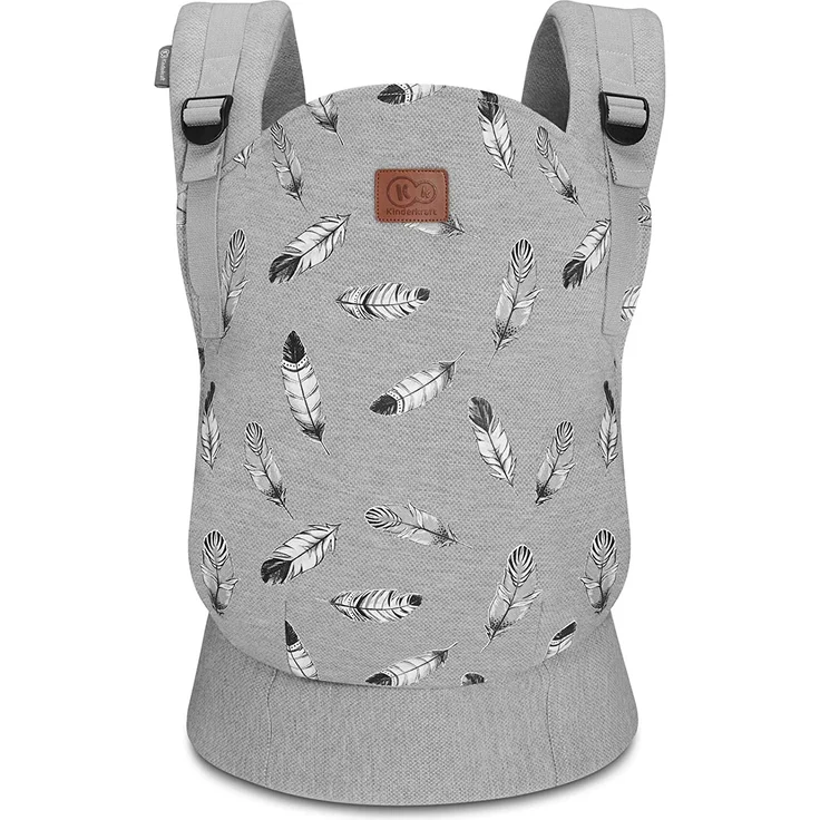 Kinderkraft Babytrage MILO, Rückentrage, Bauchtrage für Säuglinge und Kleinkinder, Baby Carrier, Kindertrage, Ergonomisch, aus Baumwolle, Leichte Konstruktion, ab 3 Monate bis 20 kg, Grau – Bild 1