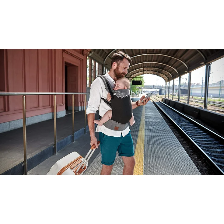 Kinderkraft Babytrage MILO, Rückentrage, Bauchtrage für Säuglinge und Kleinkinder, Baby Carrier, Kindertrage, Ergonomisch, aus Baumwolle, Leichte Konstruktion, ab 3 Monate bis 20 kg, Grau – Bild 9