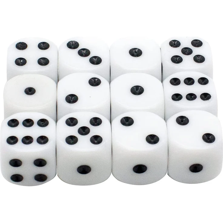 GICO 12 Standard Spielewürfel weiß - Augenwürfel 16 mm aus PVC- 5955