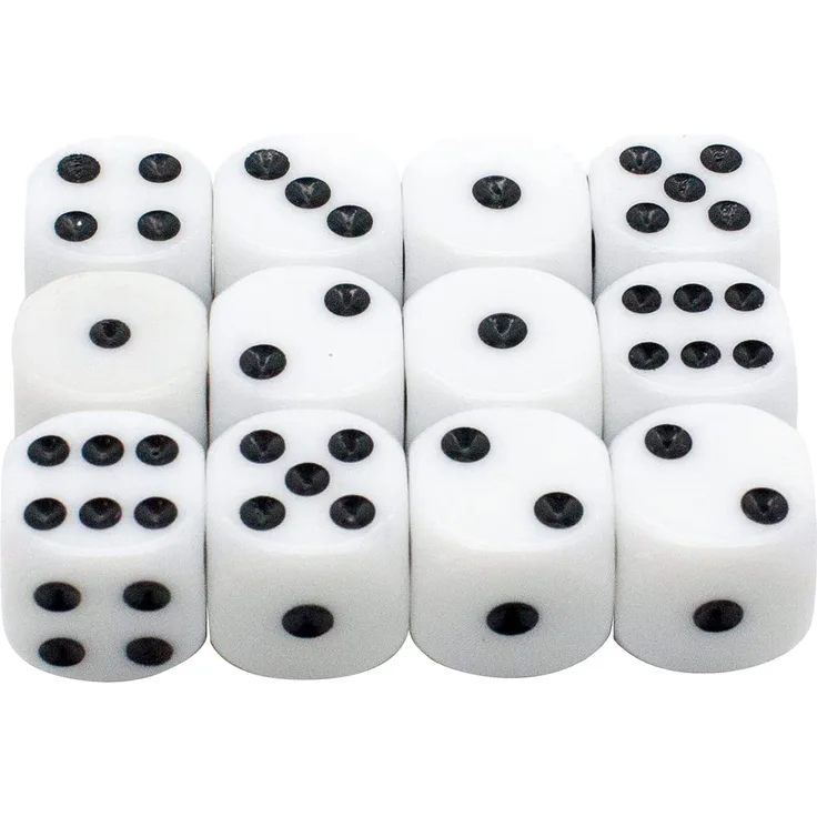 GICO 12 Standard Spielewürfel weiß - Augenwürfel 16 mm aus PVC- 5955