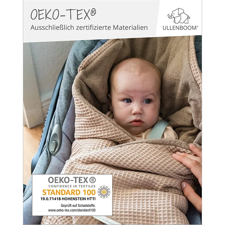 ULLENBOOM ® Einschlagdecke Babyschale, Für Winter geeignet, Salbeigrün (Made in EU) - Babydecke für Autositz (z. B. Maxi Cosi ®) oder Kinderwagen, ideale Decke für Babys – Bild 2