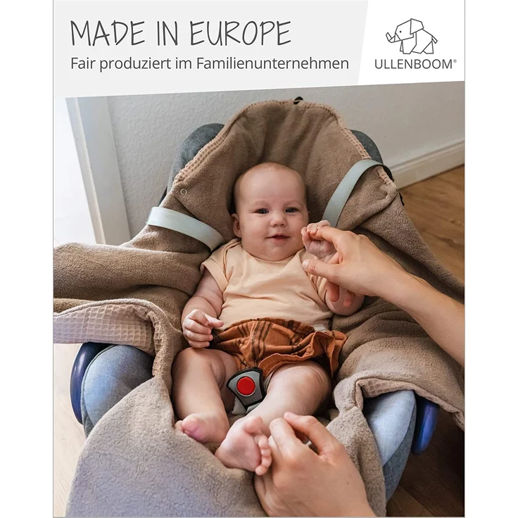 ULLENBOOM ® Einschlagdecke Babyschale, Für Winter geeignet, Salbeigrün (Made in EU) - Babydecke für Autositz (z. B. Maxi Cosi ®) oder Kinderwagen, ideale Decke für Babys – Bild 3
