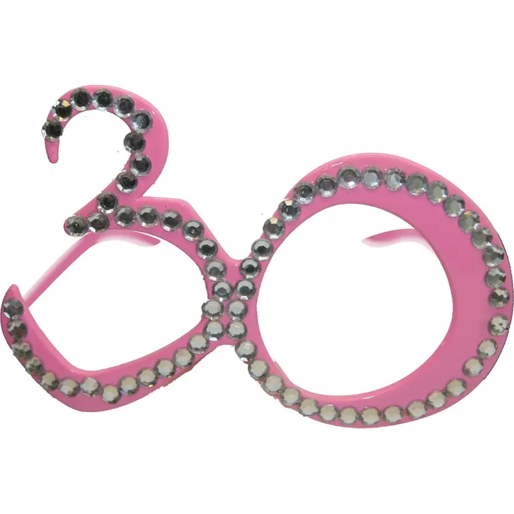 Folat 00748 - Brille mit Diamanten - rosa - Zahl 30