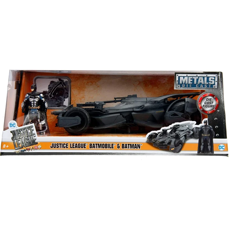 Jada Toys 253215000 Justice League Batmobil, Spielzeugauto, Modellauto, Die-cast, zu öffnende Türen, inkl. Batman Figur, Maßstab 1:24, schwarz, Talla Única – Bild 7