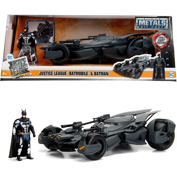 Jada Toys 253215000 Justice League Batmobil, Spielzeugauto, Modellauto, Die-cast, zu öffnende Türen, inkl. Batman Figur, Maßstab 1:24, schwarz, Talla Única – Bild 15