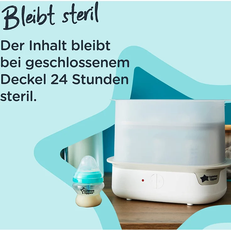 Tommee Tippee Advanced Elektrischer Sterilisator Super-Steam für bis zu 6 Babyfläschchen, Chemikalienfrei, Weiß – Bild 6