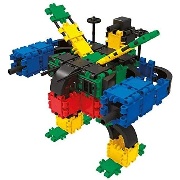 CLICS Konstruktionsspielzeug für Kinder ab 3 Jahre, kreatives Lernspielzeug im 750 Teile Set, Bausteine für Mädchen und Jungen, Montessori STEM-Spielzeug, Box mit Rollen 25 in 1, – Bild 9