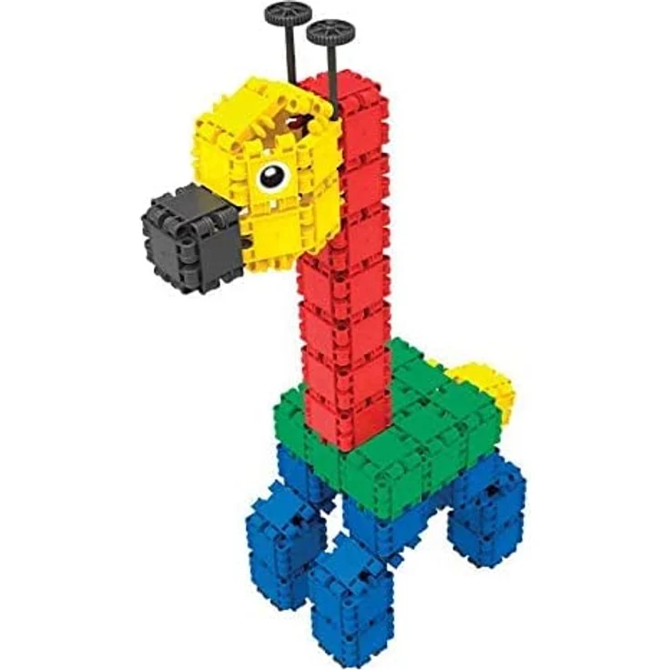 CLICS Konstruktionsspielzeug für Kinder ab 3 Jahre, kreatives Lernspielzeug im 750 Teile Set, Bausteine für Mädchen und Jungen, Montessori STEM-Spielzeug, Box mit Rollen 25 in 1, – Bild 8