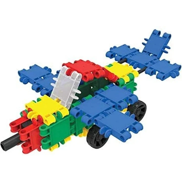 CLICS Konstruktionsspielzeug für Kinder ab 3 Jahre, kreatives Lernspielzeug im 750 Teile Set, Bausteine für Mädchen und Jungen, Montessori STEM-Spielzeug, Box mit Rollen 25 in 1, – Bild 7