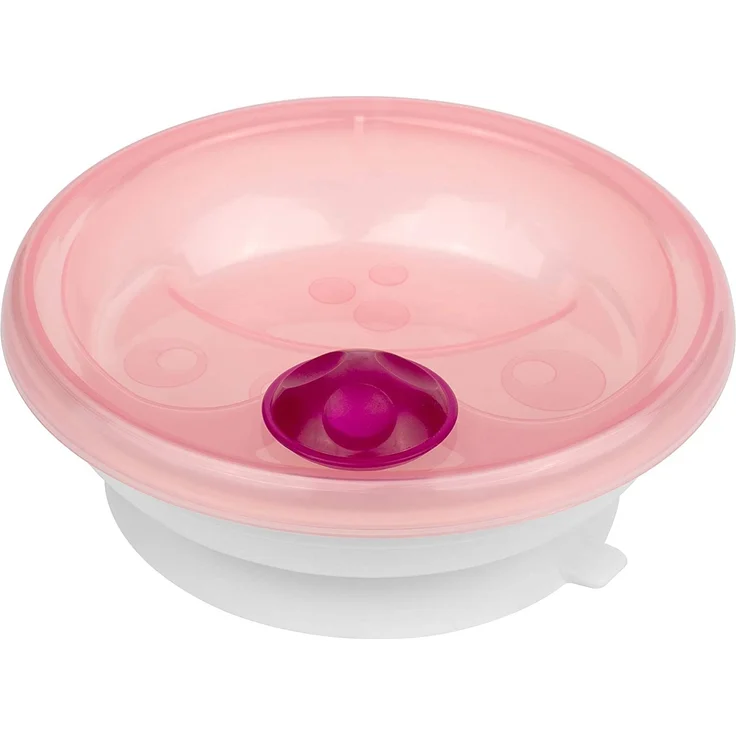 primamma Warmhalteteller für Babys, Babygeschirr zum Warmhalten der Mahlzeit, Babyteller mit Saugring für rutschfesten Stand, ab 6+ Monate, rosa – Bild 1