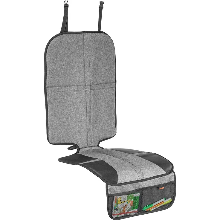 reer Kindersitz-Unterlage TravelKid MaxiProtect, Autositz-Schutzunterlage mit Rückenlehnen-Schutz, rutschfeste Unterlage, ISOFIX geeignet, für alle herkömmlichen Modelle, grau – Bild 1