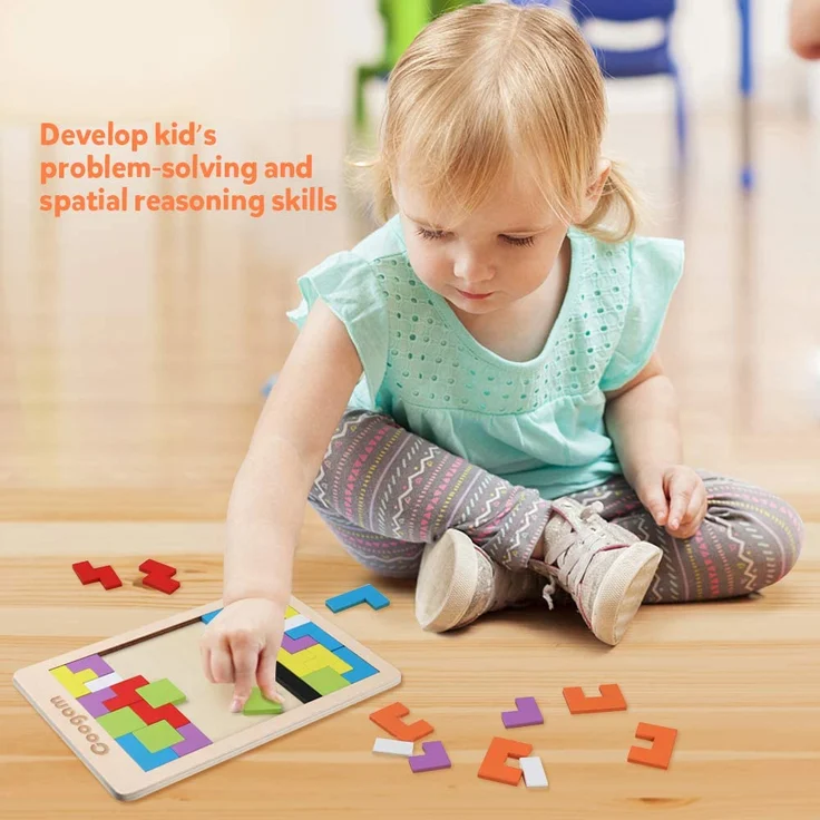 Coogam Holz Puzzle 40 Stück Tangram Puzzle Gehirntraining Spielzeug für Kinder, Holzpuzzle Box Gehirn Spiel Baustein Intelligenz pädagogisches Geschenk für Kleinkinder - Preisvergleich – Bild 3