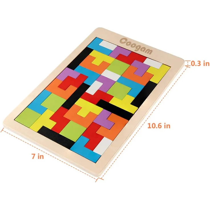 Coogam Holz Puzzle 40 Stück Tangram Puzzle Gehirntraining Spielzeug für Kinder, Holzpuzzle Box Gehirn Spiel Baustein Intelligenz pädagogisches Geschenk für Kleinkinder - Preisvergleich – Bild 7