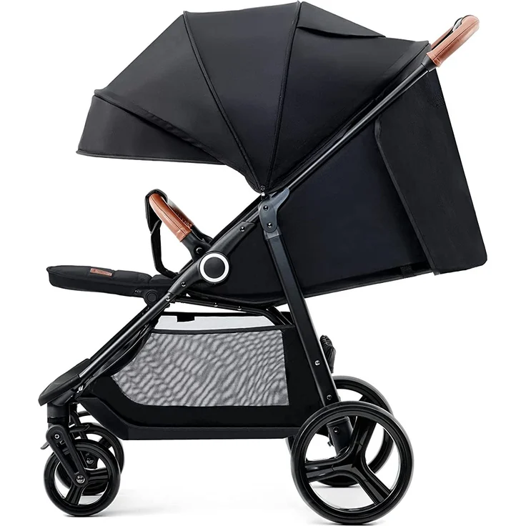 Kinderkraft GRANDE PLUS Kinderkraft buggy von Geburt bis 22 kg, Zusammenklappen mit einer Hand, Liegeposition, großes Verdeck mit Fenster, alle 4 Räder gedämpft, geräumige Sitz, Schwarz – Bild 7