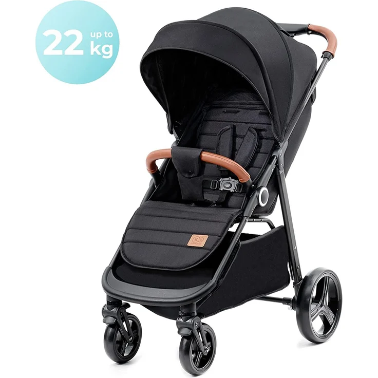 Kinderkraft GRANDE PLUS Kinderkraft buggy von Geburt bis 22 kg, Zusammenklappen mit einer Hand, Liegeposition, großes Verdeck mit Fenster, alle 4 Räder gedämpft, geräumige Sitz, Schwarz – Bild 8