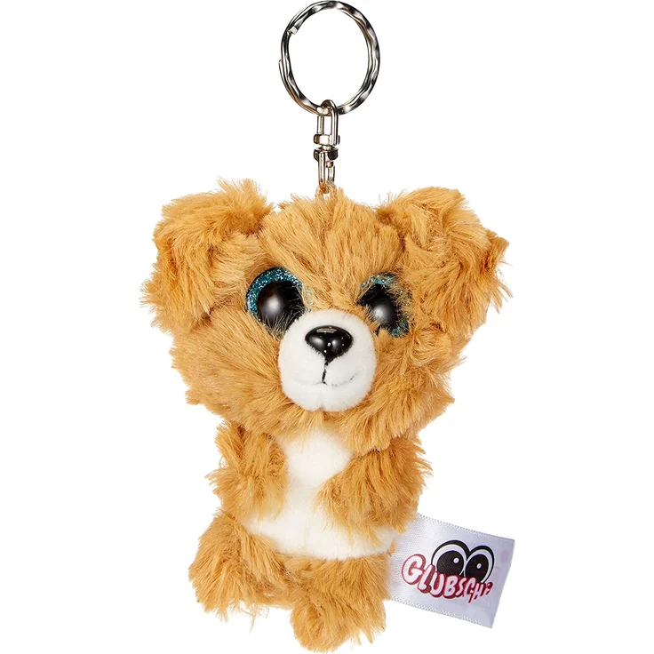 Nici 46312 Glubschis Hund Lollidog 9cm Schlüsselanhänger, Plüschtieranhänger mit Schlüsselring, Stofftierschlüsselhalter, Braun/Weiß – Bild 3